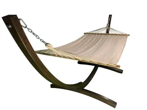 12 Ft. Coffee Stain/Water Treated Wooden Arc Hammock Stand & Bed. (Beige)