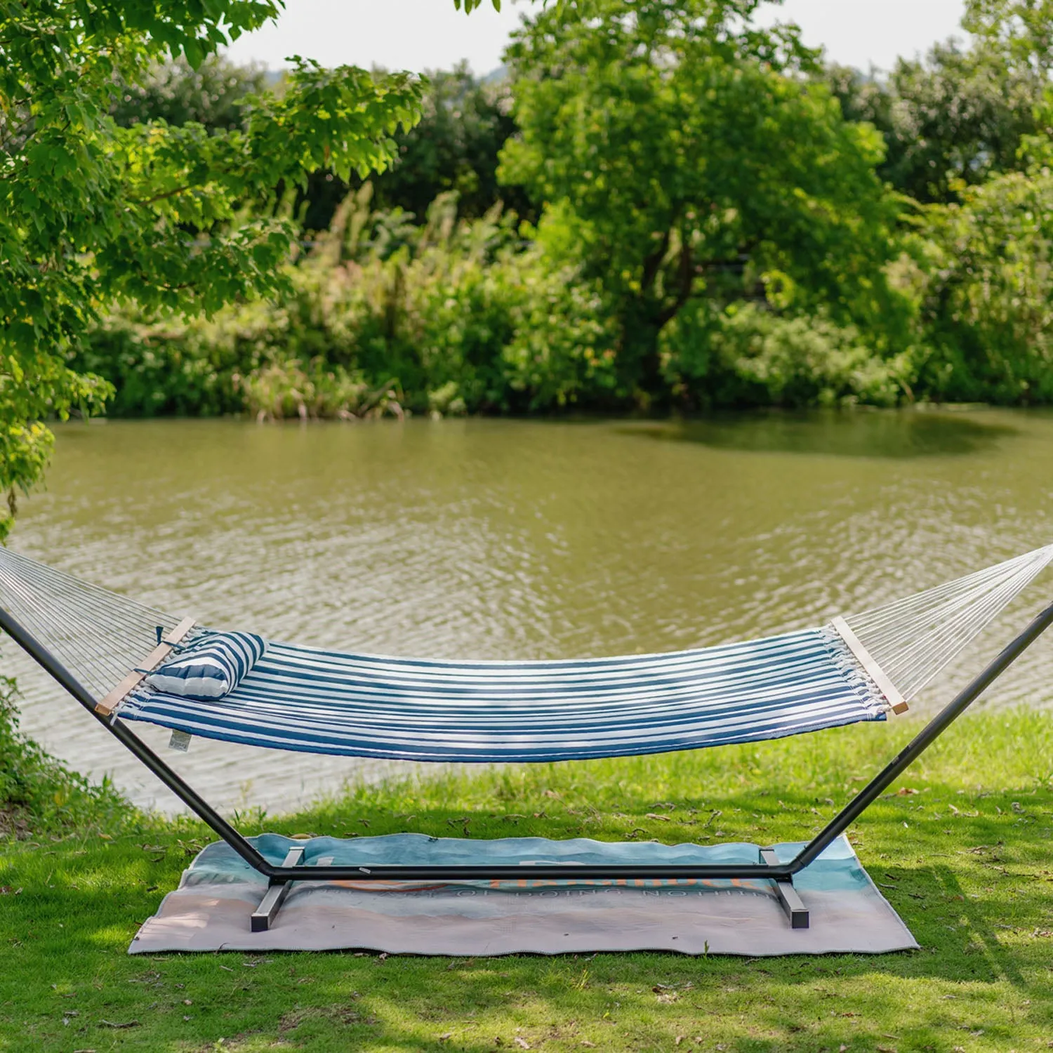 12 FT Large Double Stripes Quilted Hammock