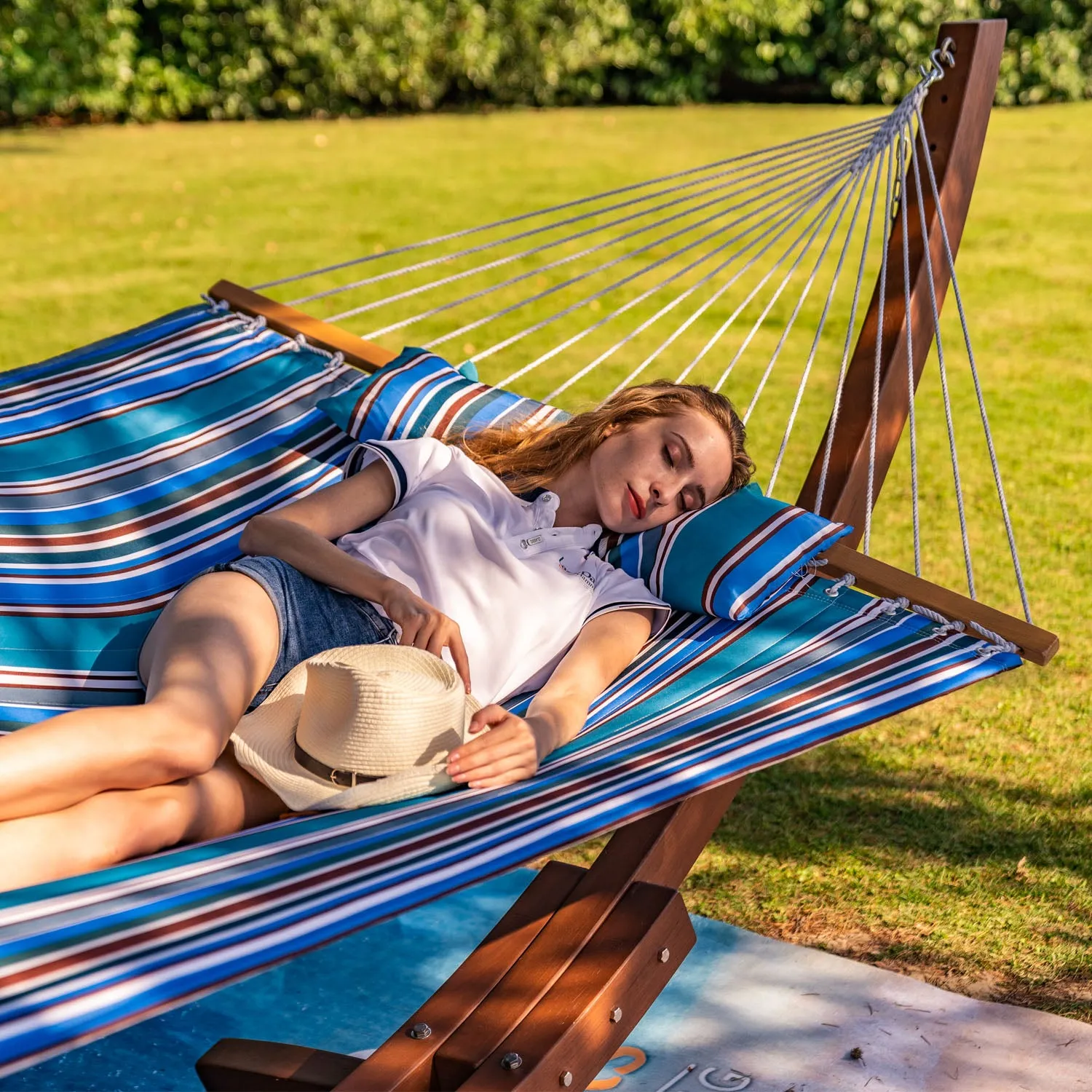 12 FT Large Double Stripes Quilted Hammock