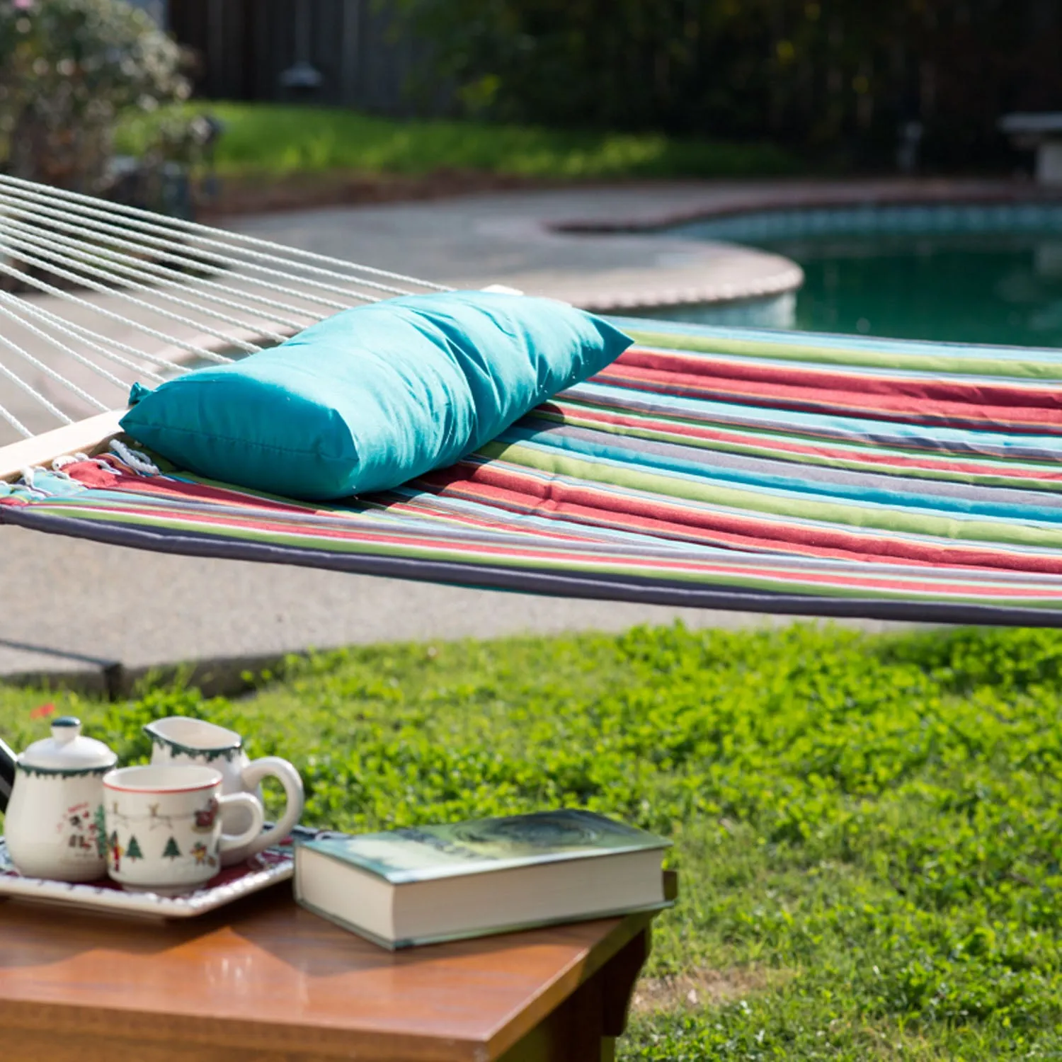 12 FT Large Double Stripes Quilted Hammock