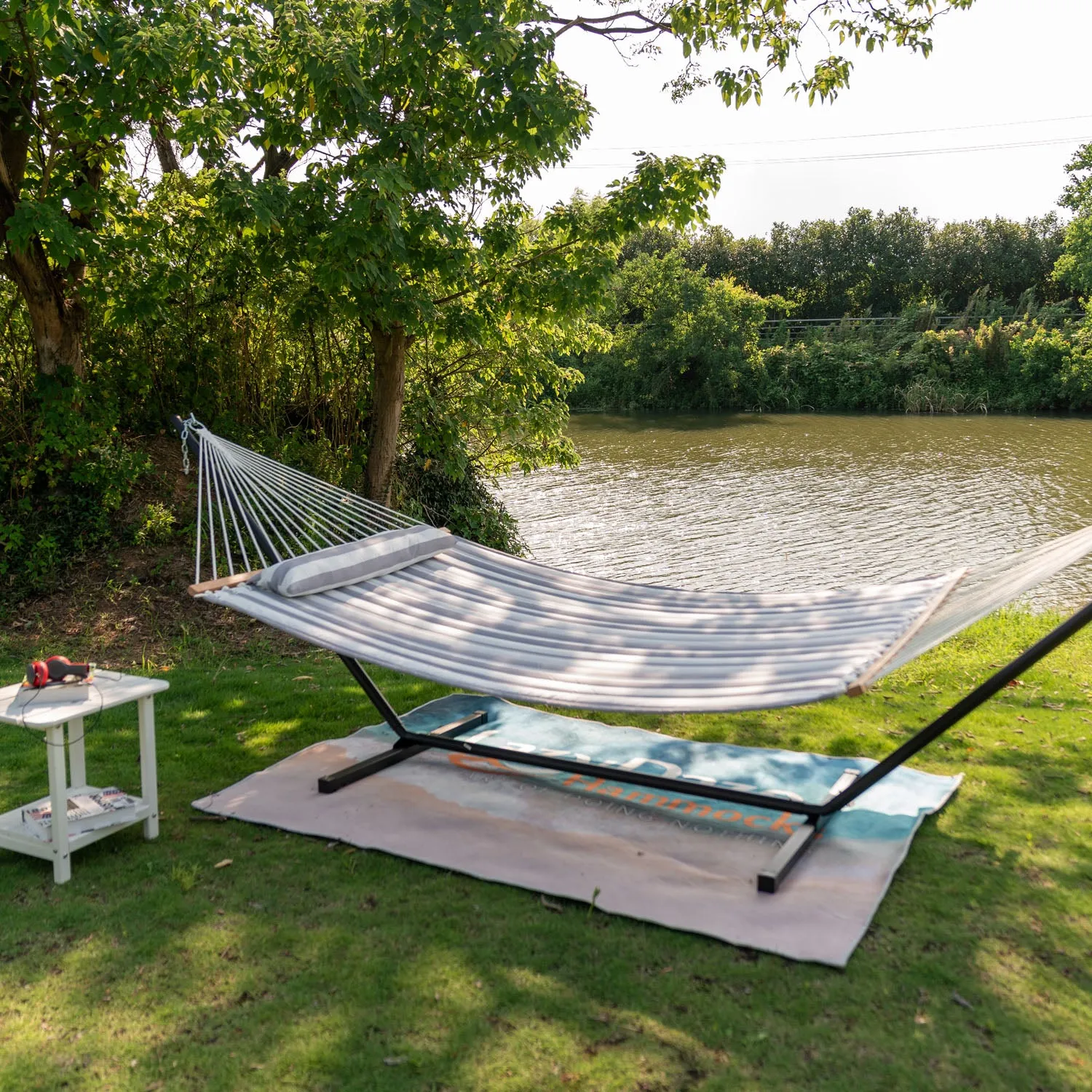 12 FT Large Double Stripes Quilted Hammock