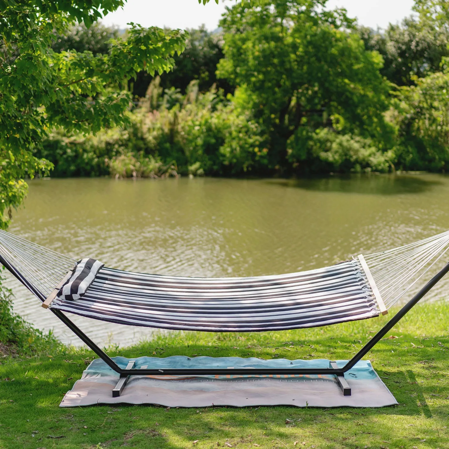 12 FT Large Double Stripes Quilted Hammock