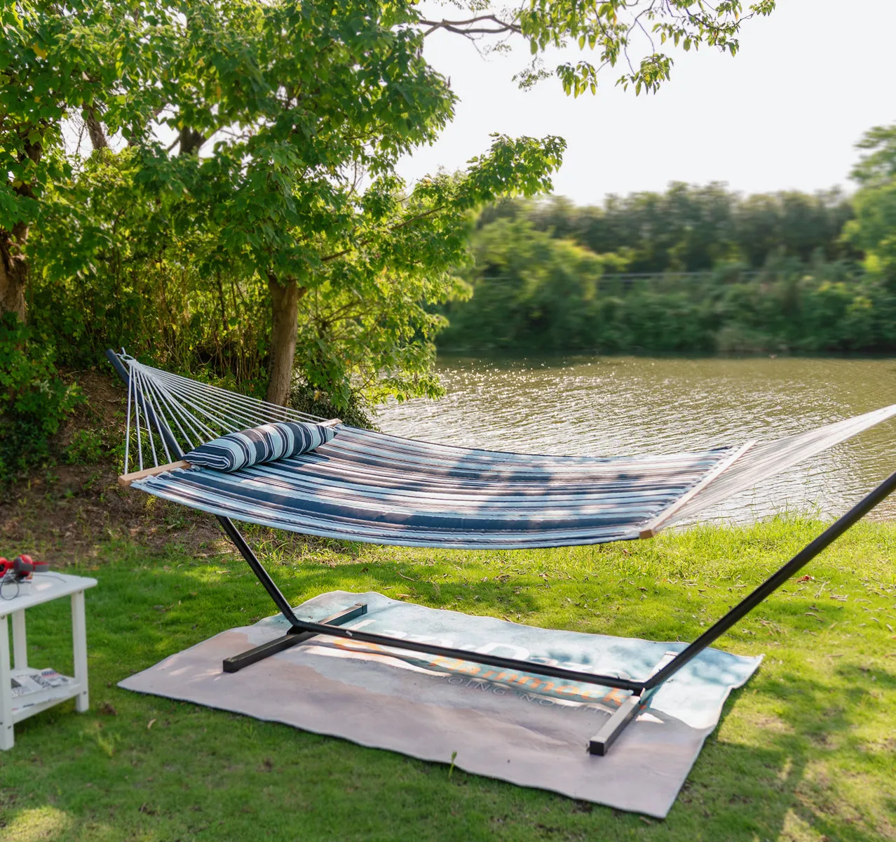 12 FT Large Double Stripes Quilted Hammock