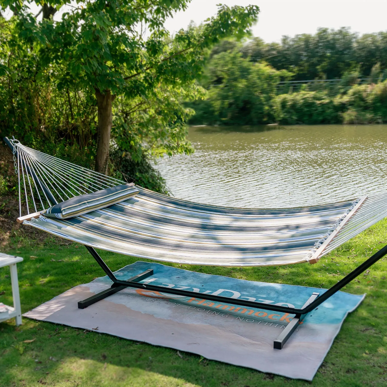 12 FT Large Double Stripes Quilted Hammock