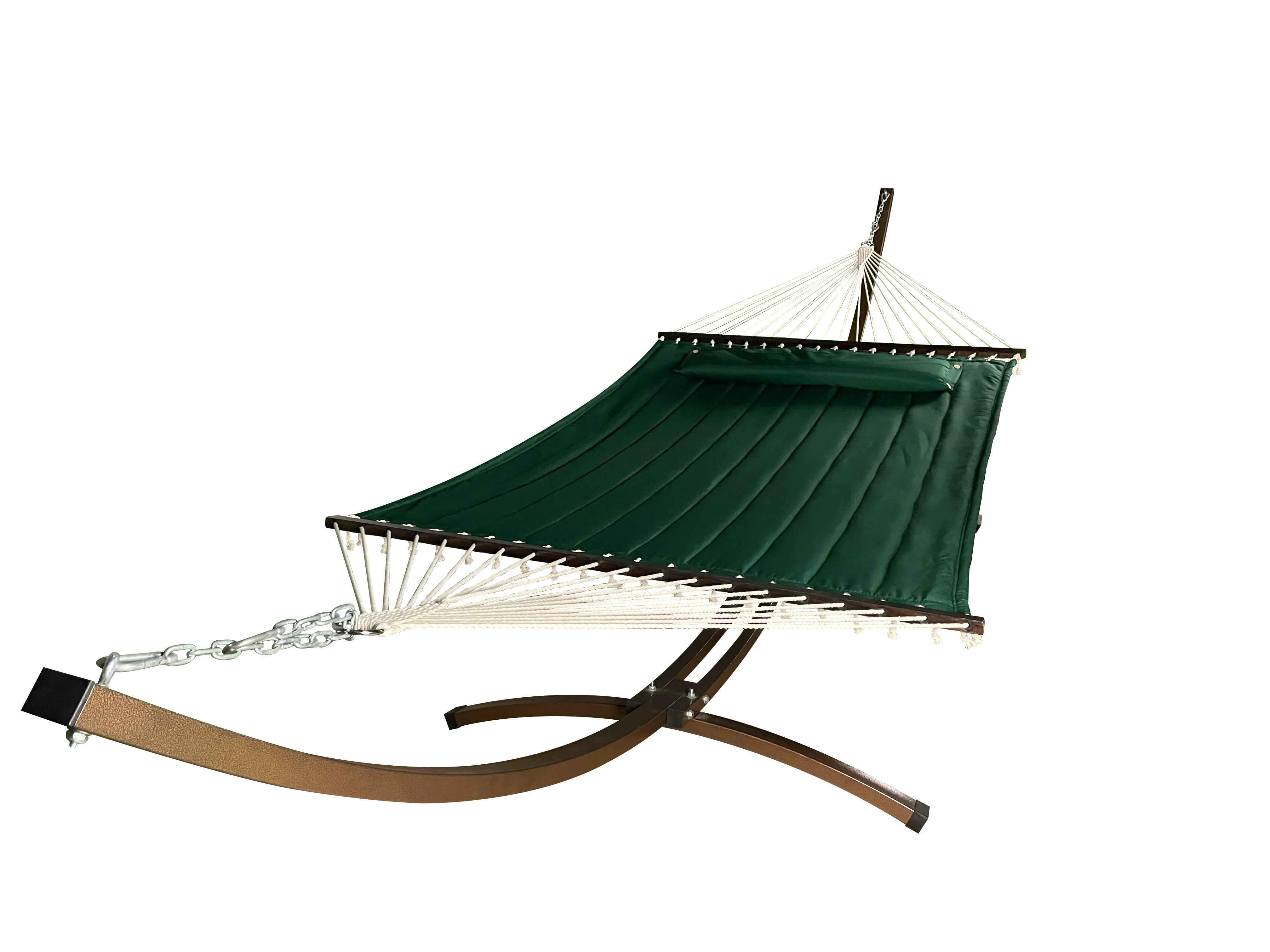 15 Ft. Indoor/Outdoor Bronze Steel Arc Hammock Stand & Elegant Hammock Bed w/Pillow.