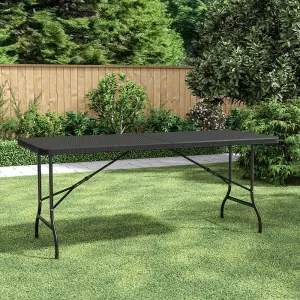 178cm L Folding Table Portable Outdoor Black Rattan Plastic Folding Table