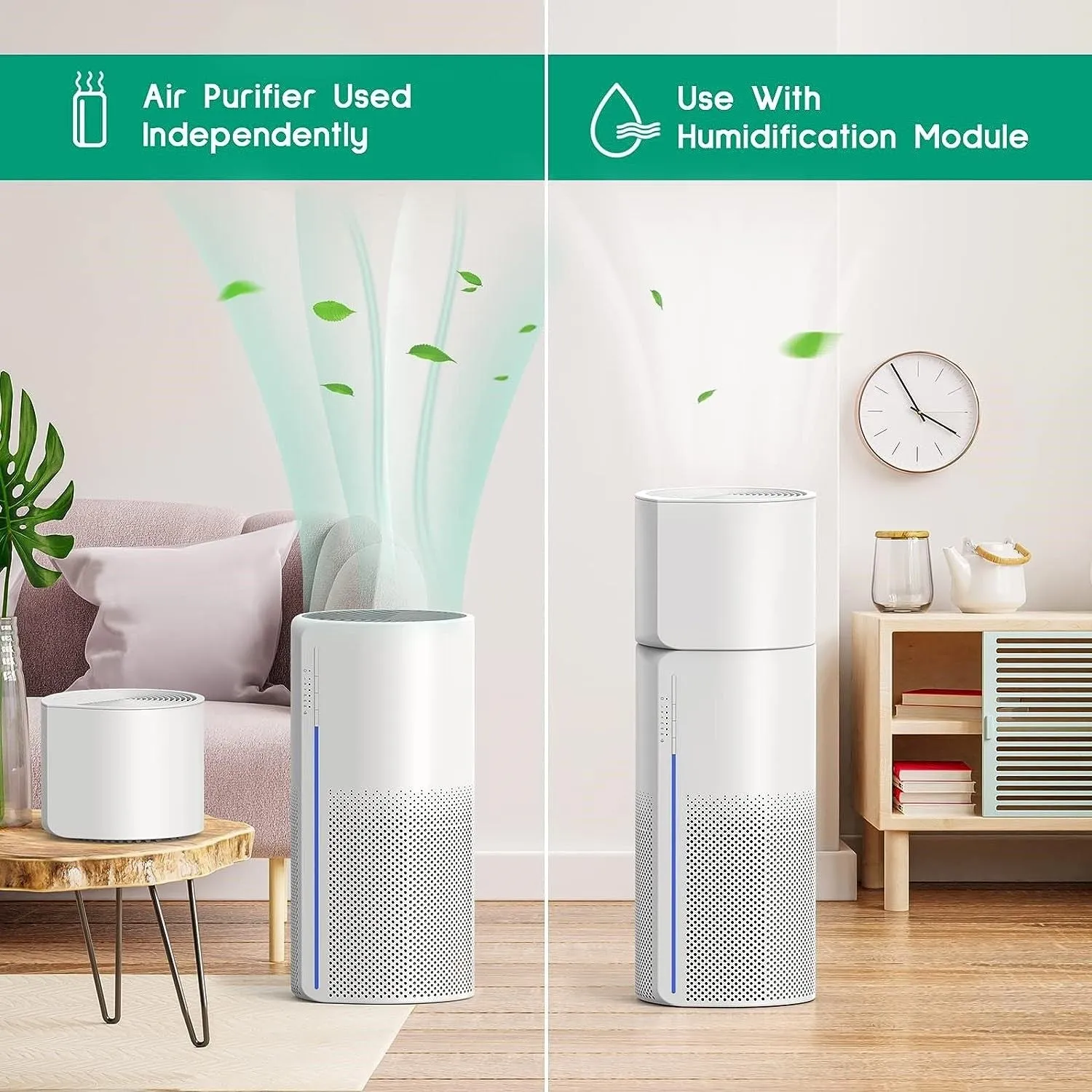 2-in-1 HEPA Air Purifier Humidifier, 3-in-1 Filtration, 7 Colors