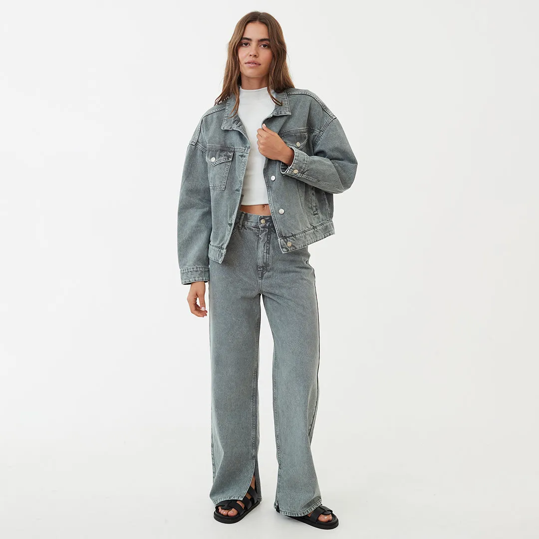 AFENDS Womens Innie - Denim Jacket - Faded Steel