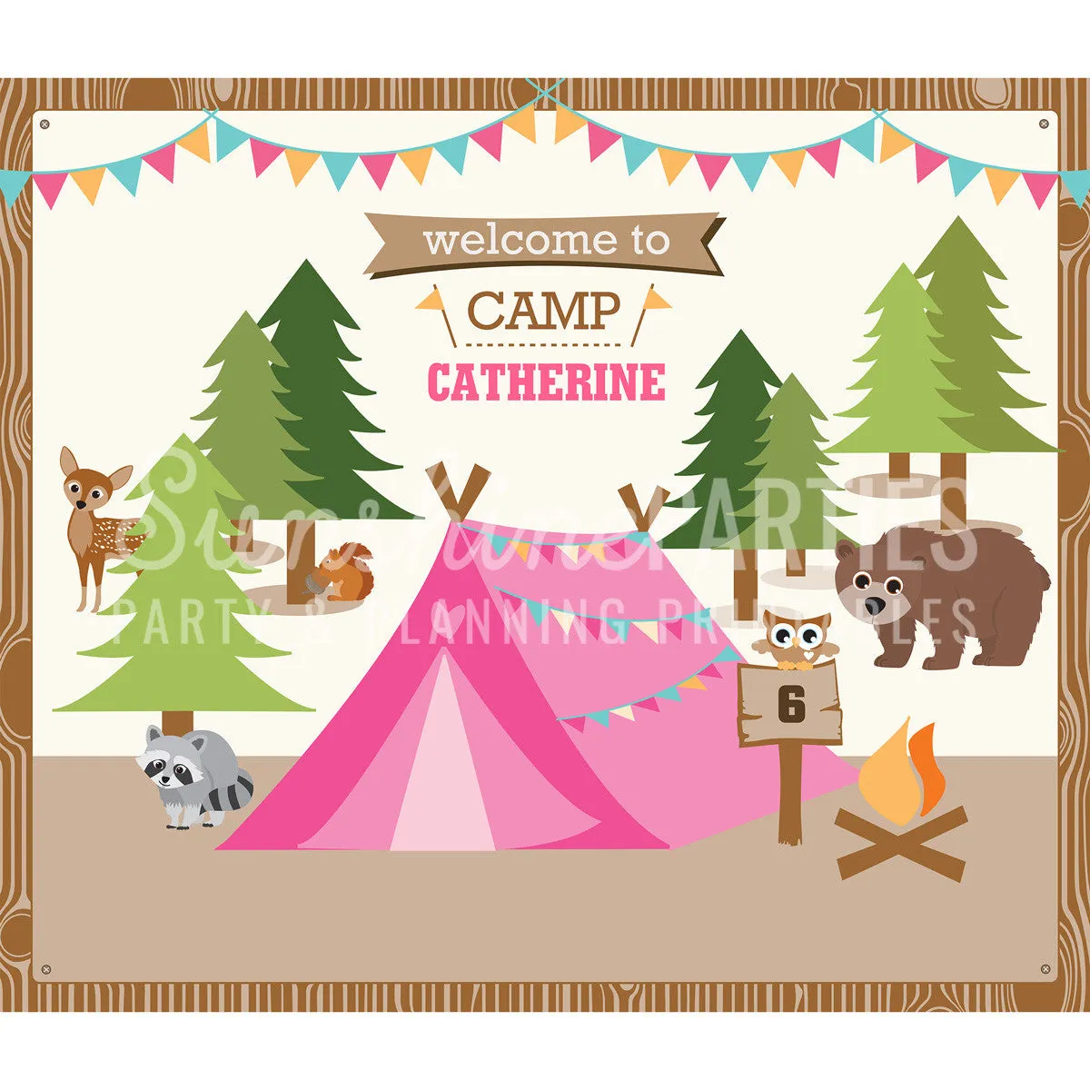 Backyard Camping Tent Party Dessert Table Party Backdrop For a Girl