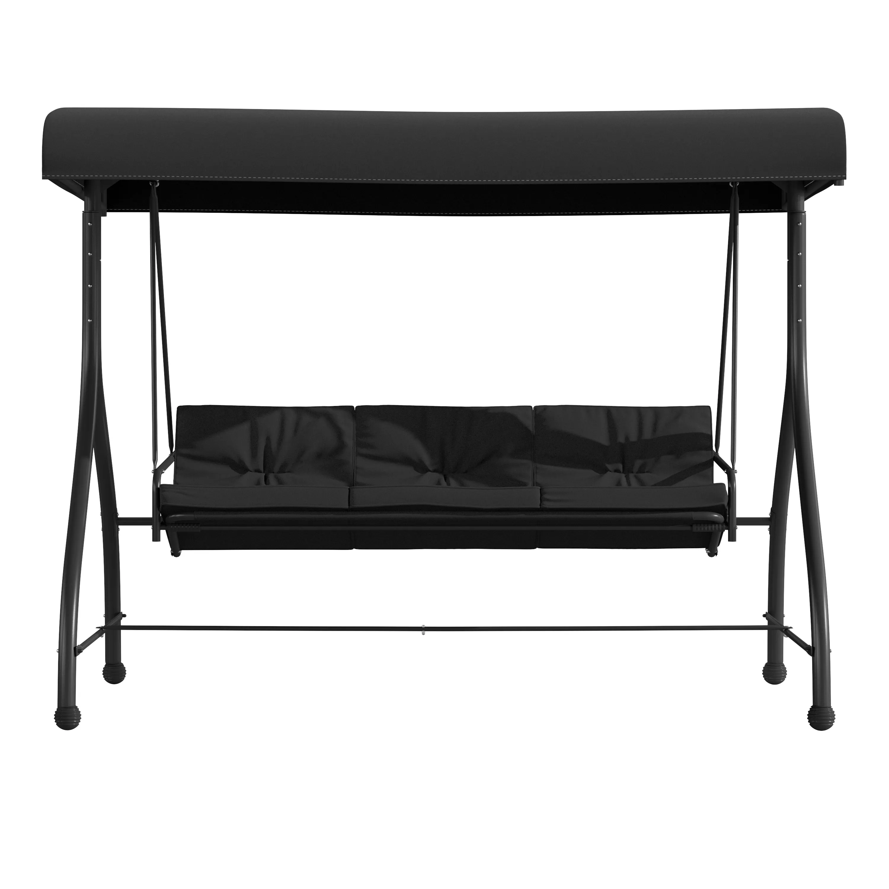 Black 3-Seater Patio Swing/Bed TLH-007-BK-GG