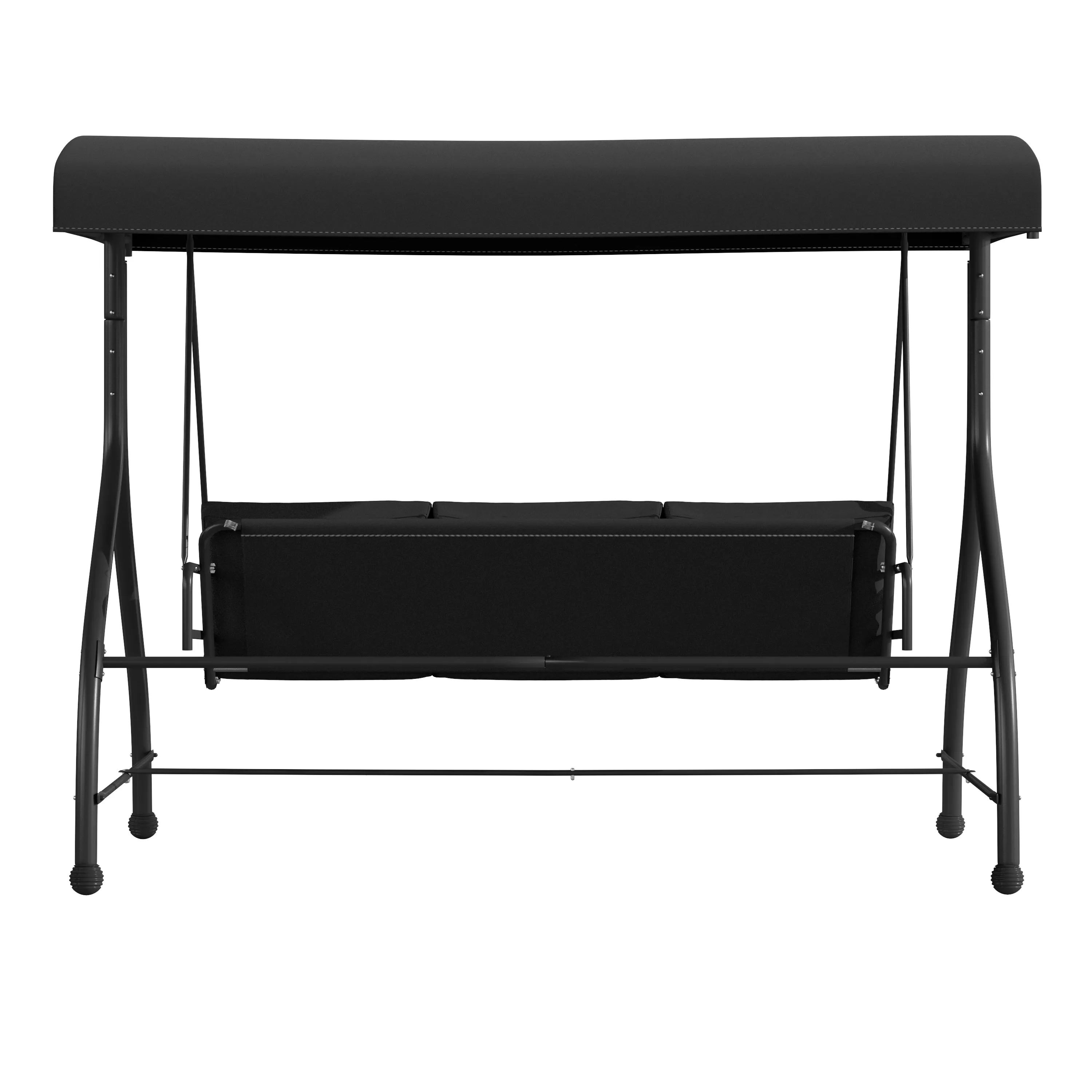 Black 3-Seater Patio Swing/Bed TLH-007-BK-GG