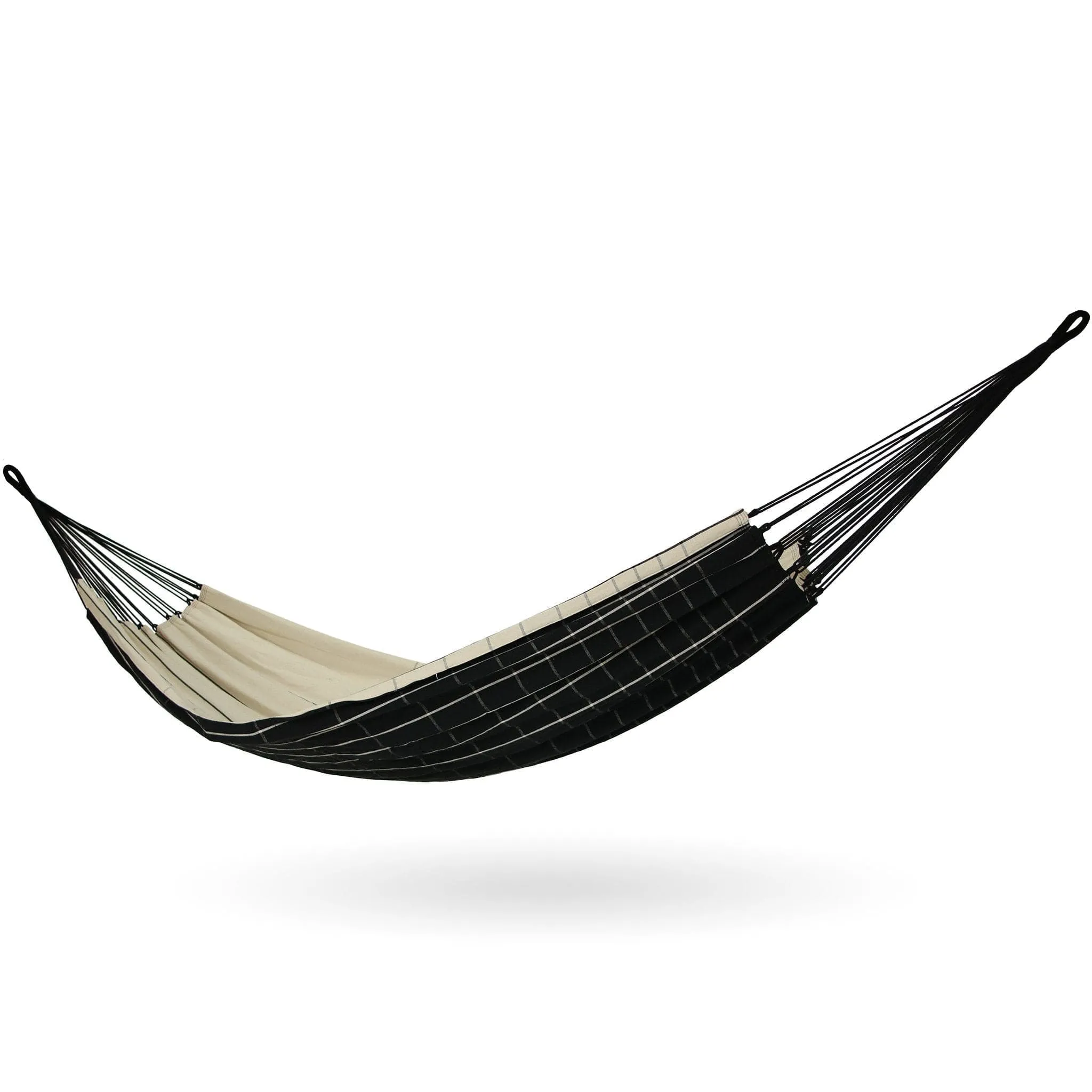 Brazilian Cotton Hammock Black with White Stripes