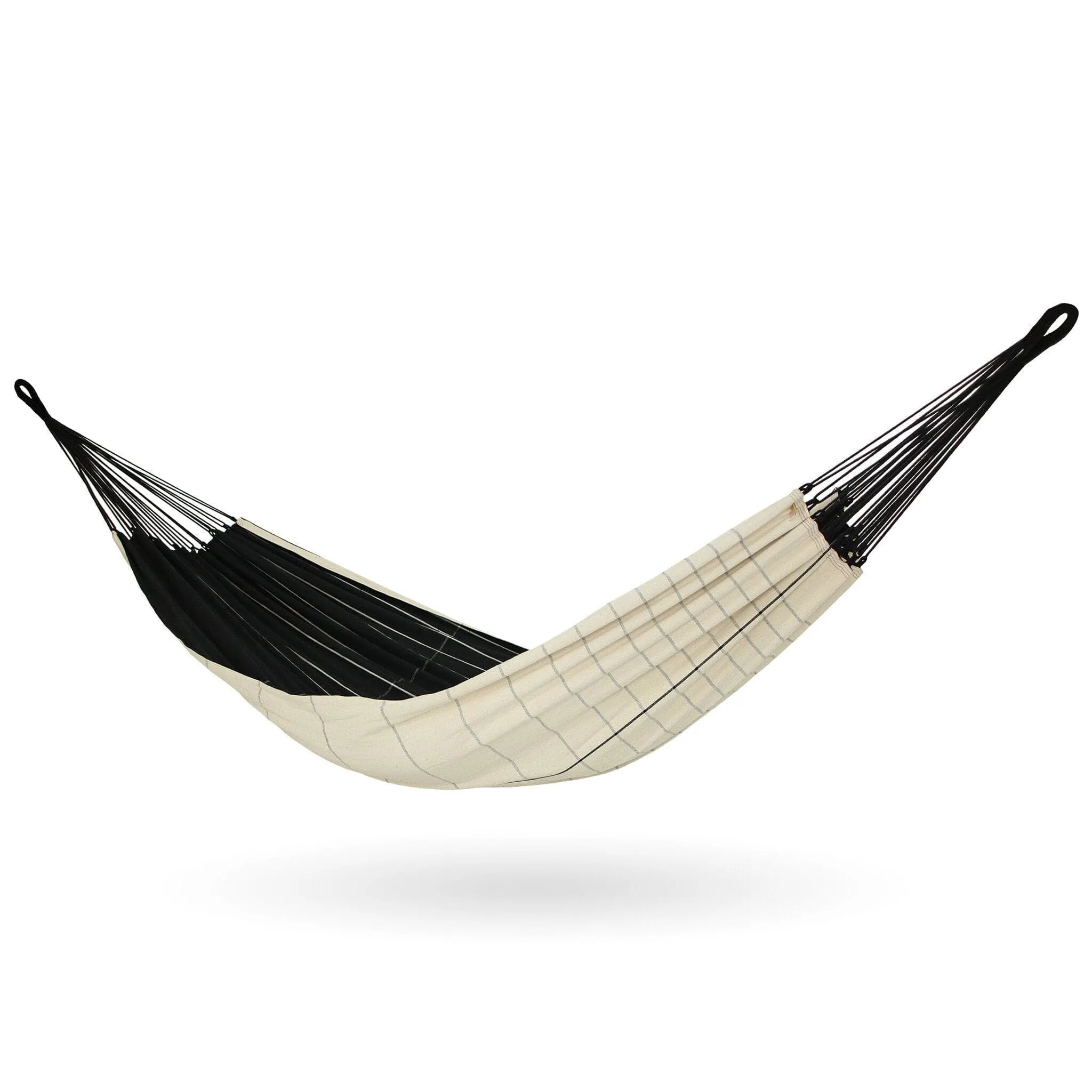 Brazilian Cotton Hammock Black with White Stripes