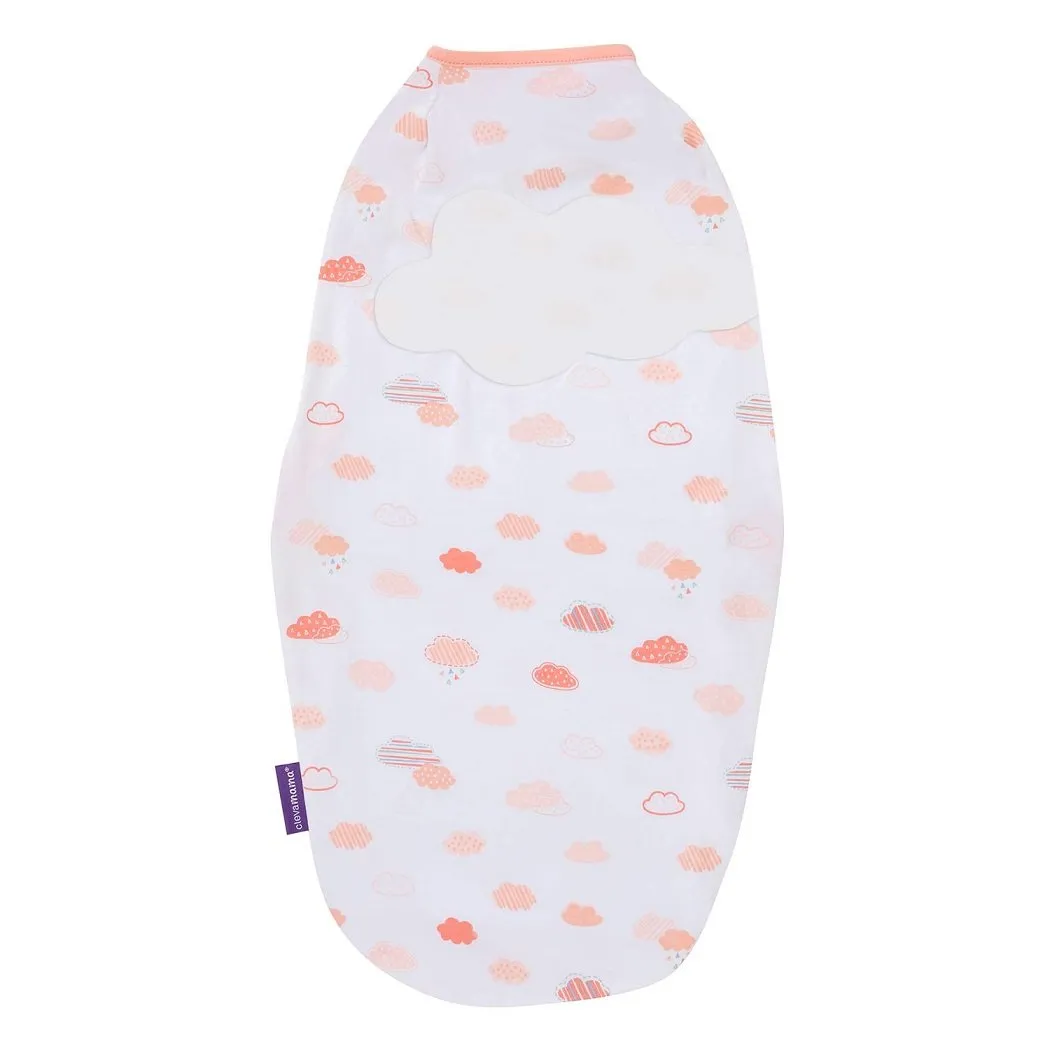 Clevamama Baby Swaddle to Sleep Wrap (Coral Clouds) Newborn Size: 0-3 Months