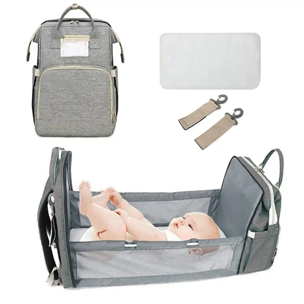 Convertible Baby Diaper Bag with Travel Bed