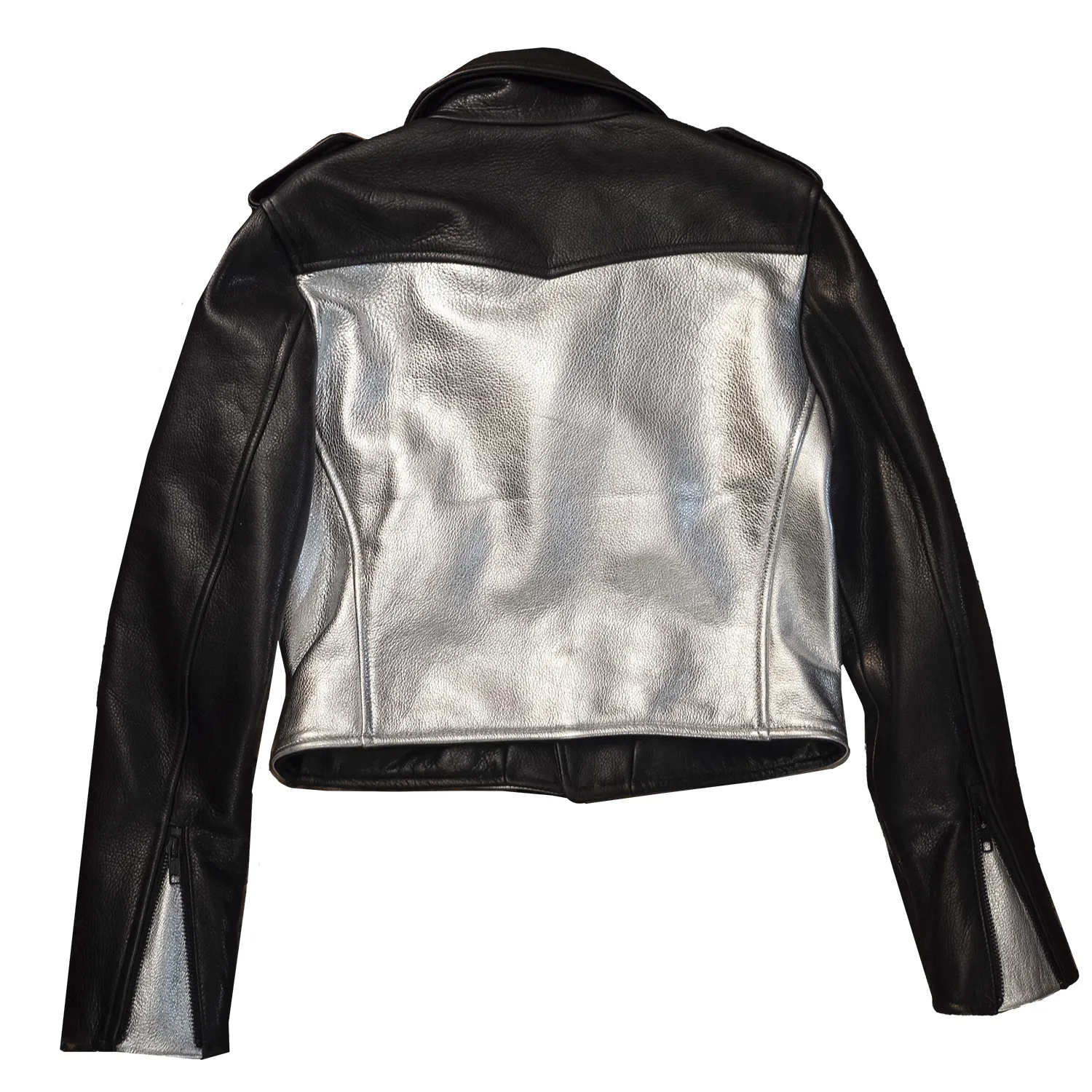 CROPPED BOWERY JACKET - Black & Silver