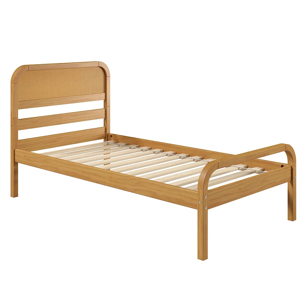 Curva Rattan Kids Solid Wood Twin Bed - Natural