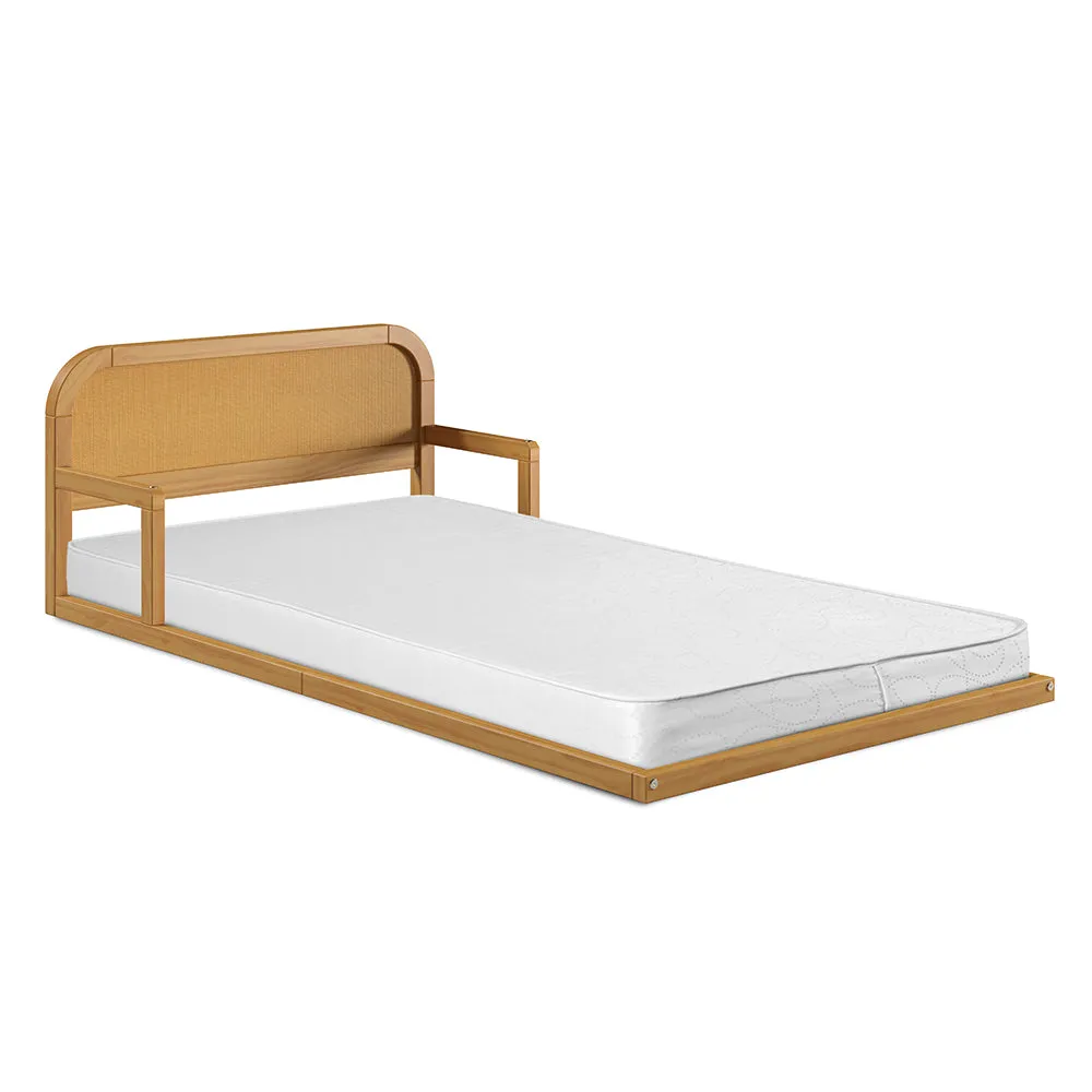 Curva Rattan Solid Wood Kids Twin Floor Bed - Natural