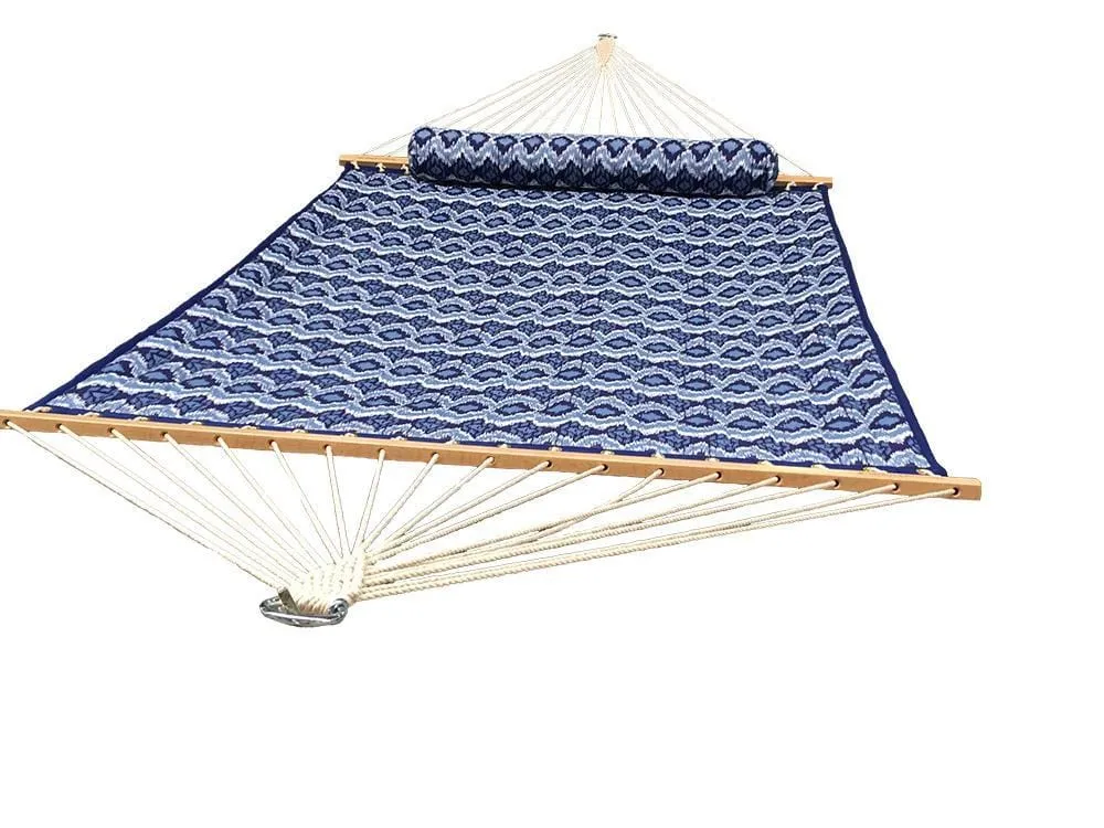 Deluxe Quilted Hammock with Wicker Stand