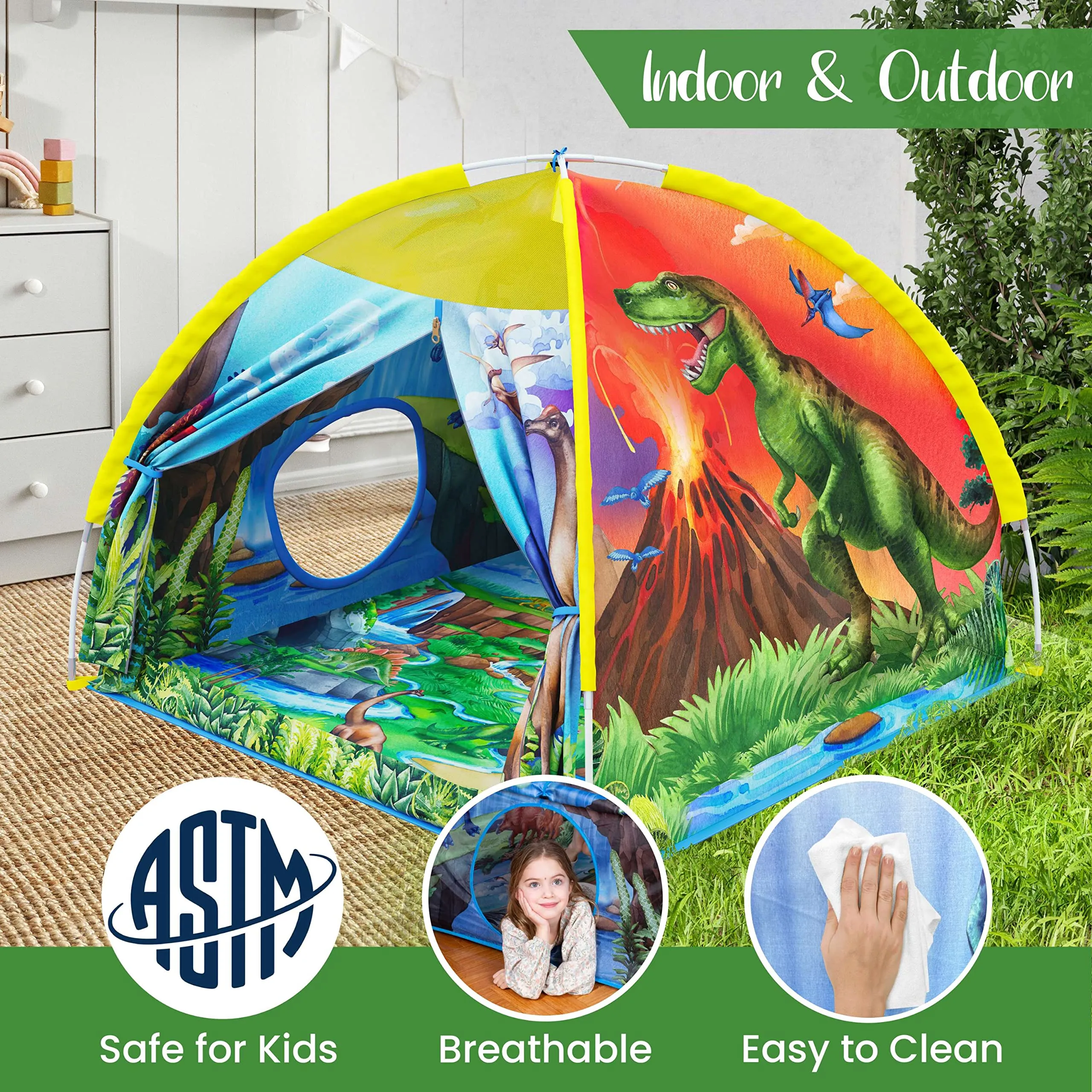 Dinosaur Discovery Super Dome Tent for Kids - 43 H x 47 W inches