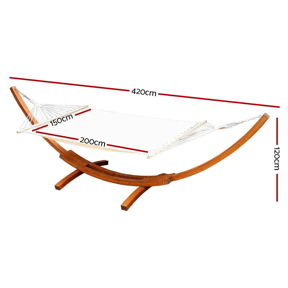 Double Hammock with Wooden Hammock Stand