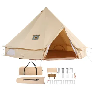 everyday Canvas Bell Tent 5m/16.4ft 4-Season Camping Yurt Tent with Stove Jack