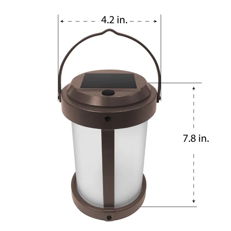 Feit Smart Home 4 in. Solar Power Metal Round Bronze Hanging Lantern