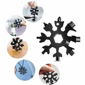 Homdum 18 in 1 Snowflake Multifunction Pocket Tool Keychain Portable repair mini hand tool for home and outdoor utility works as Screwdriver hex key wrench bottle opener & more