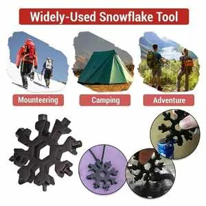 Homdum 18 in 1 Snowflake Multifunction Pocket Tool Keychain Portable repair mini hand tool for home and outdoor utility works as Screwdriver hex key wrench bottle opener & more