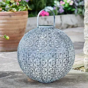 Jumbo Damasque Lantern Solar Garden Light (Silver)