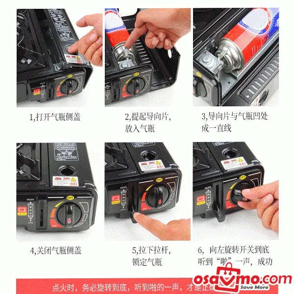 JY CN Portable Gas Stove ONLY for Butane Gas Can 2900w Extra Gifts Windbreak Cover Suitcase