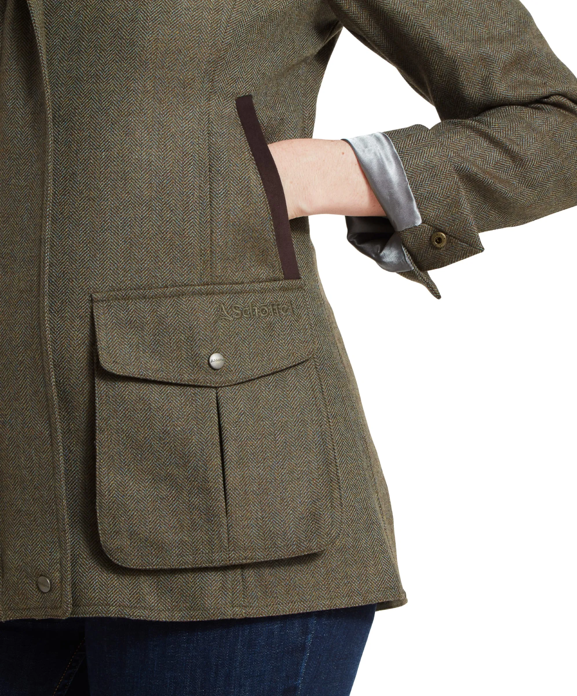 Lilymere Tweed Jacket - Loden Green Herringbone Tweed