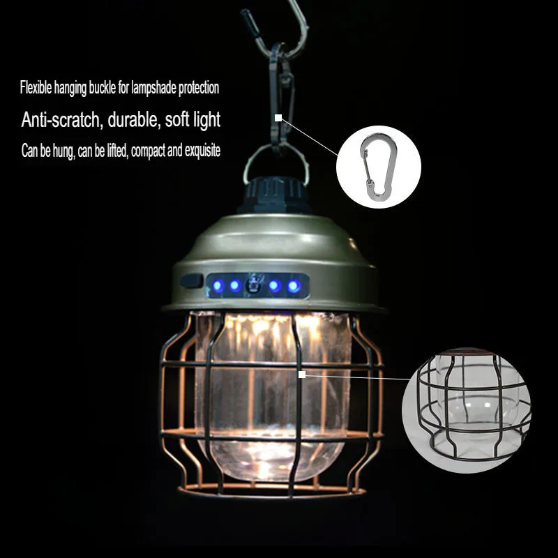 New Outdoor Camping Lamp Portable Lantern Mountain Camping Supplies And Equipment With Carabiner Camping Lamp