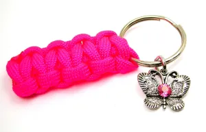 Pink Crystal Butterfly 550 Military Spec Paracord Key Chain