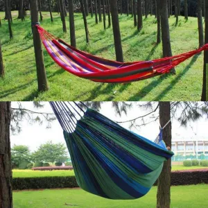 Portable Hammock Outdoor Garden Hanging Bed for Home Travel Camping Hiking Swing Canvas Stripe Red