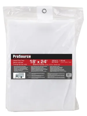 ProSource TW1824 Tarp, 24 ft L, 18 ft W, 10 mil Thick, Plastic, White :EA: QUANTITY: 1