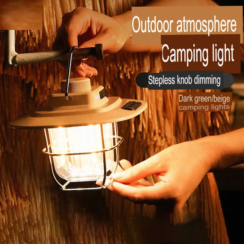 Retro camping light LED ambient light tent light horse lantern strong light portable rechargeable handheld light multifunctional camping light