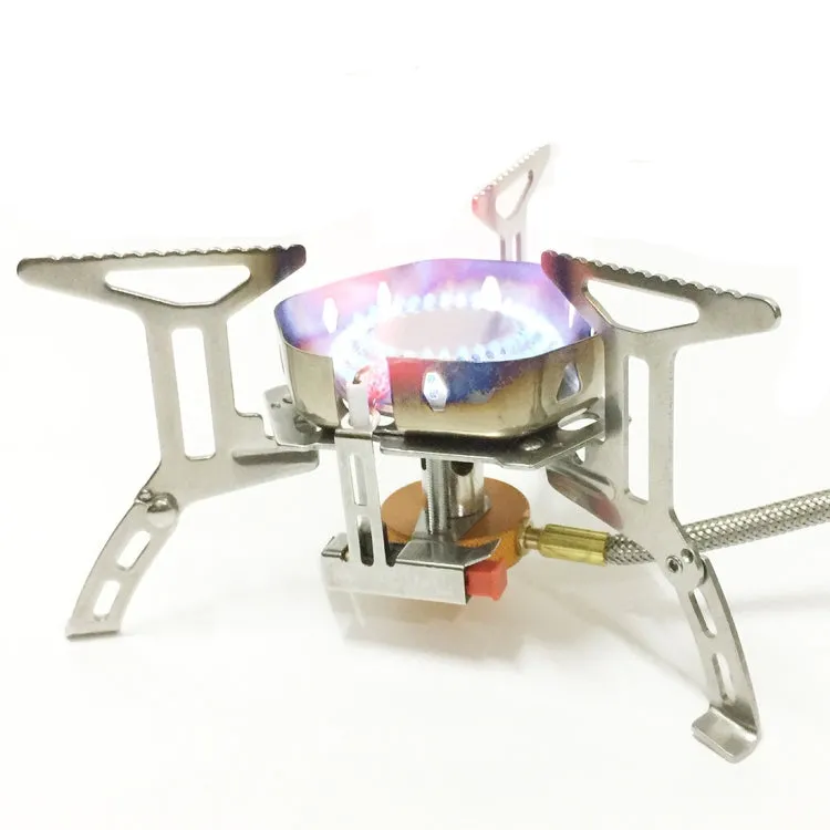 S187 Outdoor Portable Mini Stainless Steel Camping Stove Windproof Gas Stove (Silver)