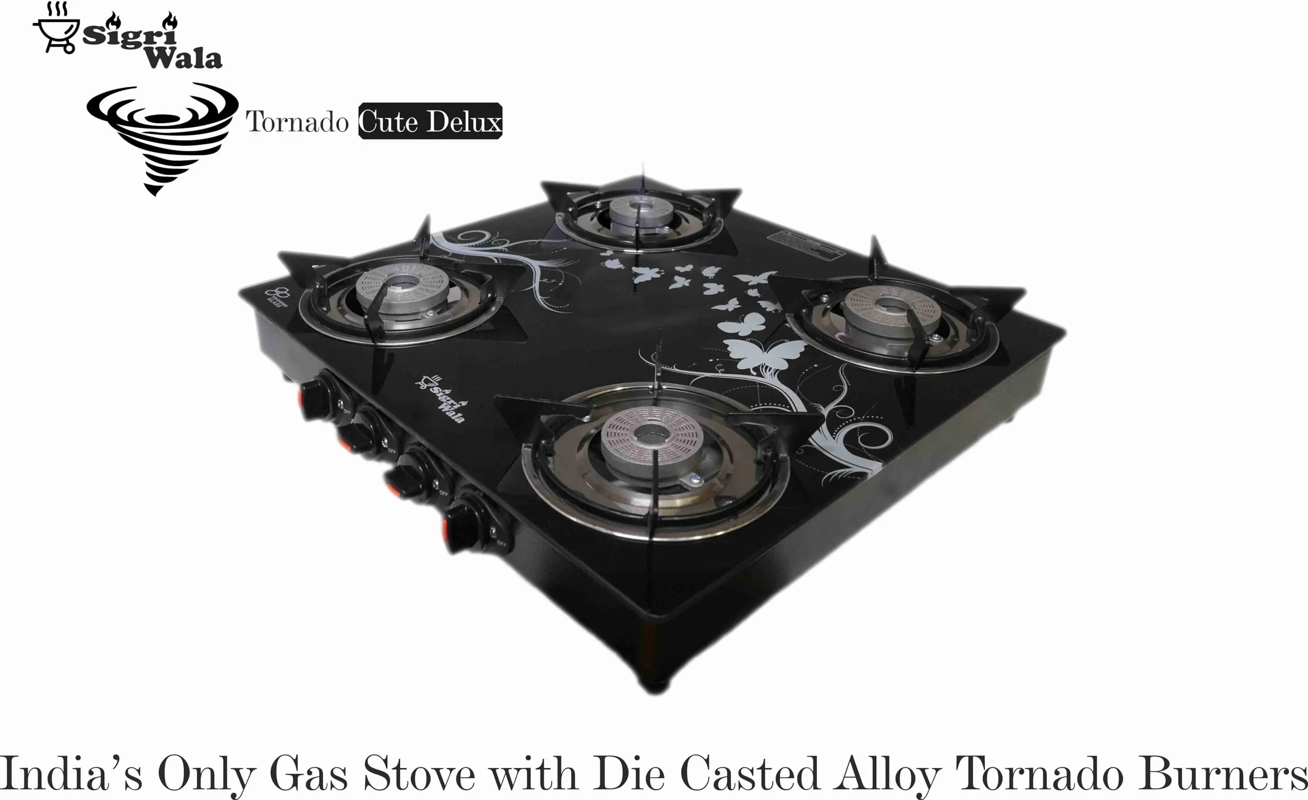 Sigri-wala 4B PNG/CNG Compatible Stainless Steel, Glass Manual Gas Stove (4 Burners)