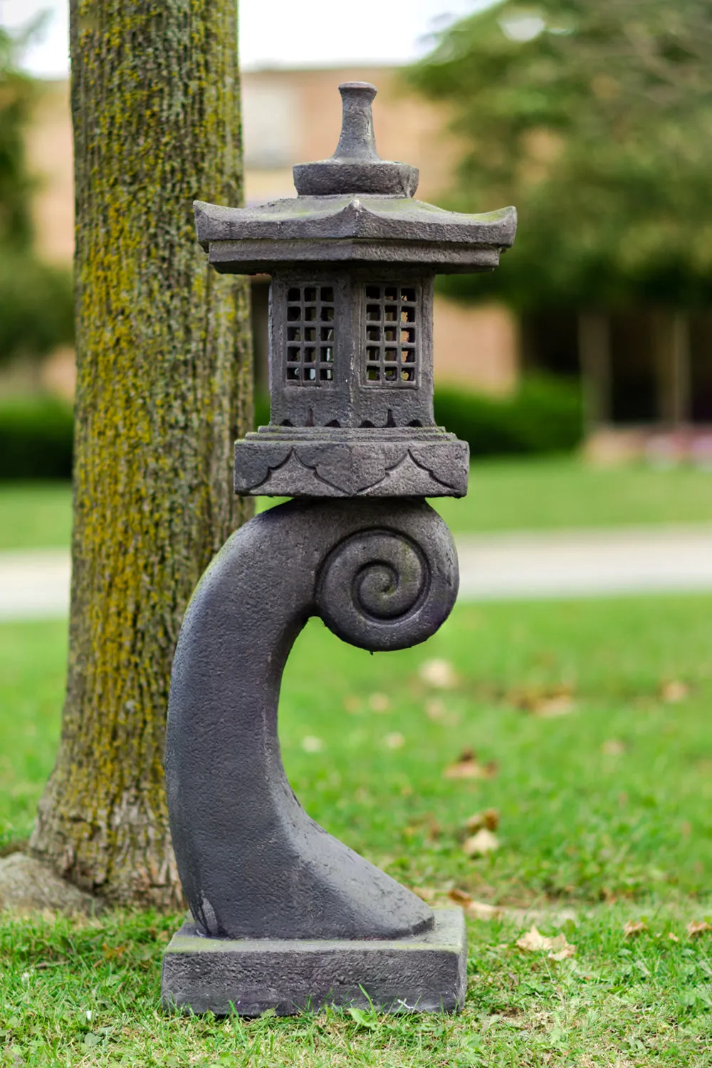 Stone Lantern - Pagoda on Curved Pedestal