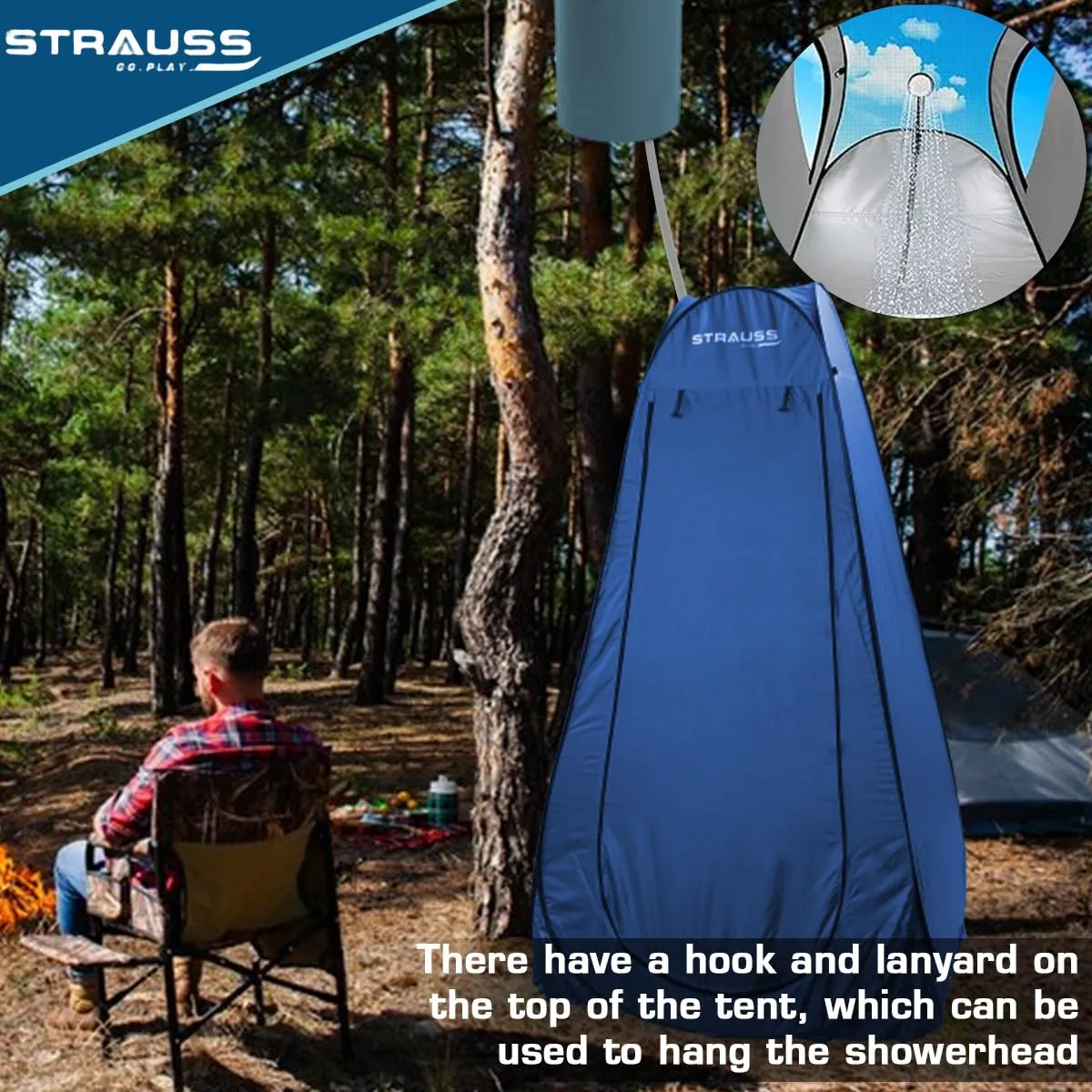 STRAUSS Portable Pop Up Cloth Changing Tent Or Toilet Tent | for Camping, Beach Shower, Clothes Changing, Dressing Room for Travelling Outdoor | Privacy Tent with Carry Bag | 1 Person,(Blue)