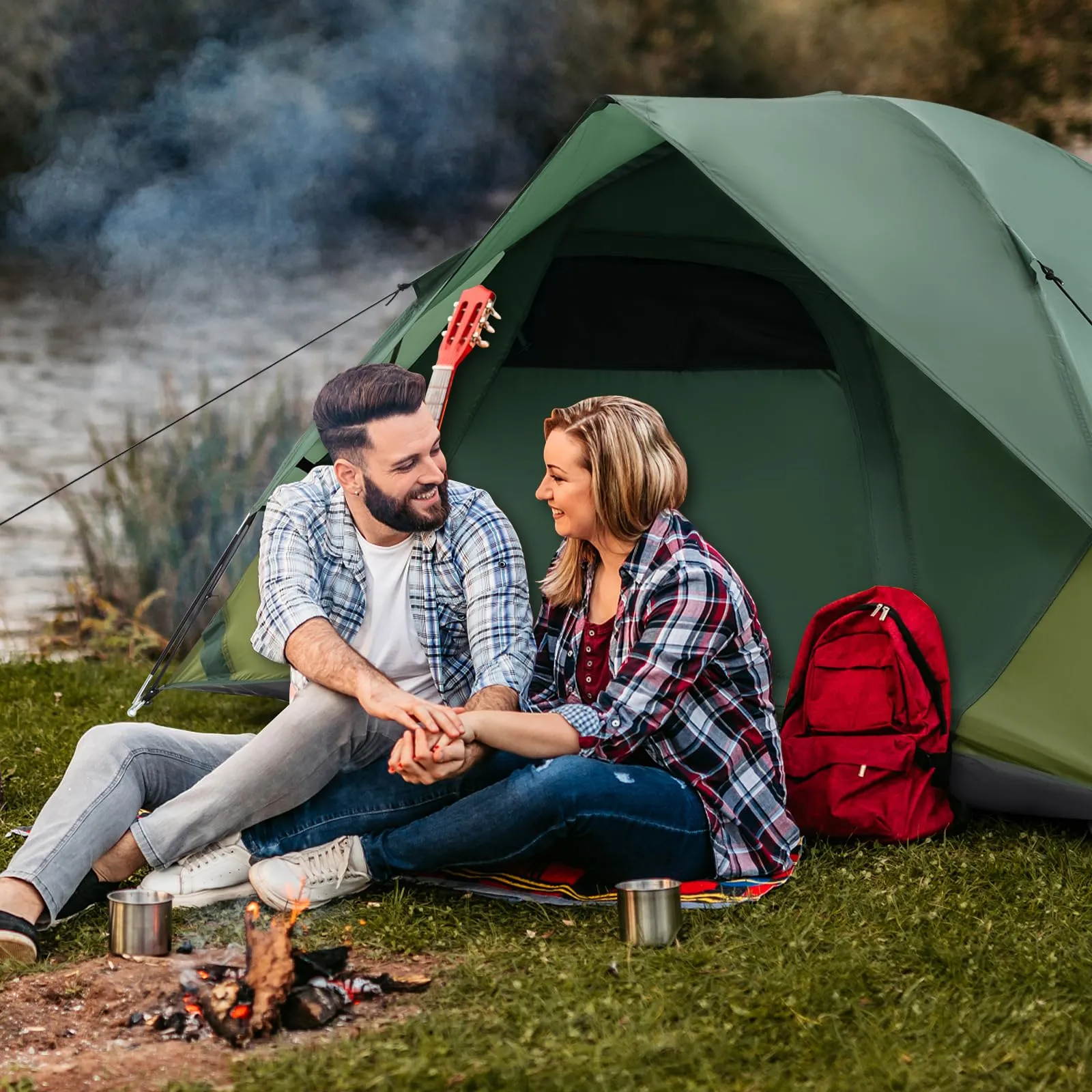 TANGKULA Camping Tent for 2 People, Portable Lightweight Backpacking Tent