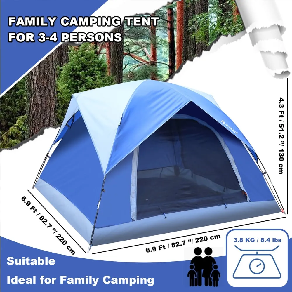 valiant DIDADI Family Camping Tents for 4 Person,Outdoor Dome Tents for Camping with Easy Setup, Double Mesh Door & Removable Rainfly, Waterproof & Windproof for Camping Hiking Mountaineering