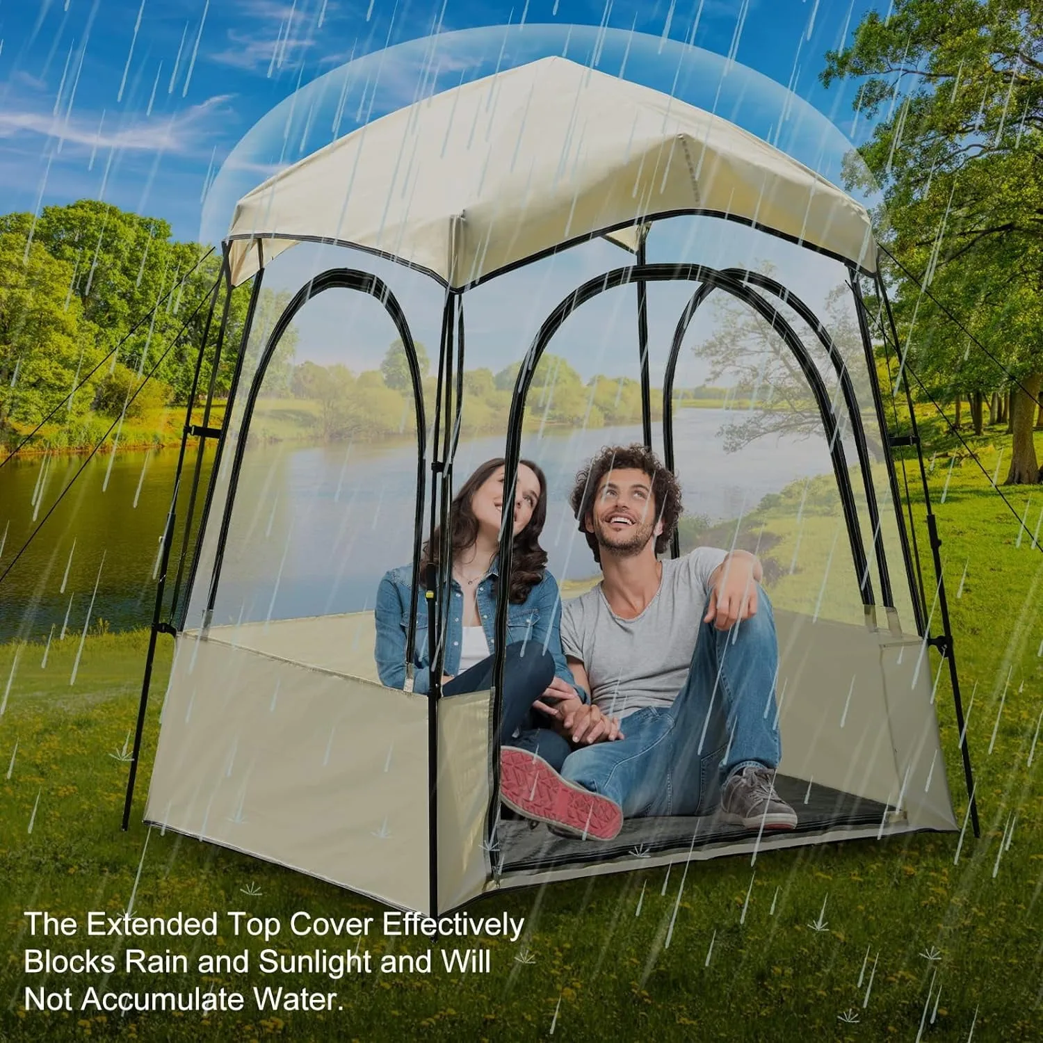 versatile LILYPELLE Sports Tent, Instant Pop-Up Tent Shelter Outdoor Clean Bubble Tent, Provides Rain Tent Protection for Watching Sports Events, Camping, Fishing, Cheering, and Parades, Khaki