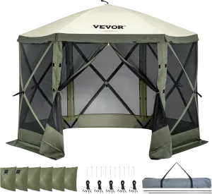 Vevor Pop Up Gazebo Tent 6 Sided Canopy with Privacy Windows 10' x 10' New