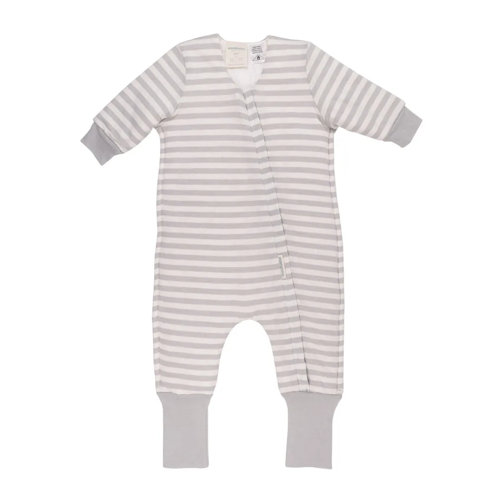 Woolbabe - Wool Winter Sleep Suit with Sleeves - PEBBLE